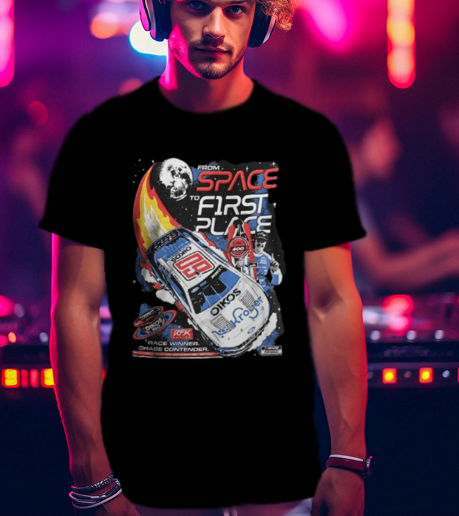 NASCAR From Space To First Place Ryan Preece RFK 2023 Race Winner Moon Flames Oikos 400 T-Shirt
