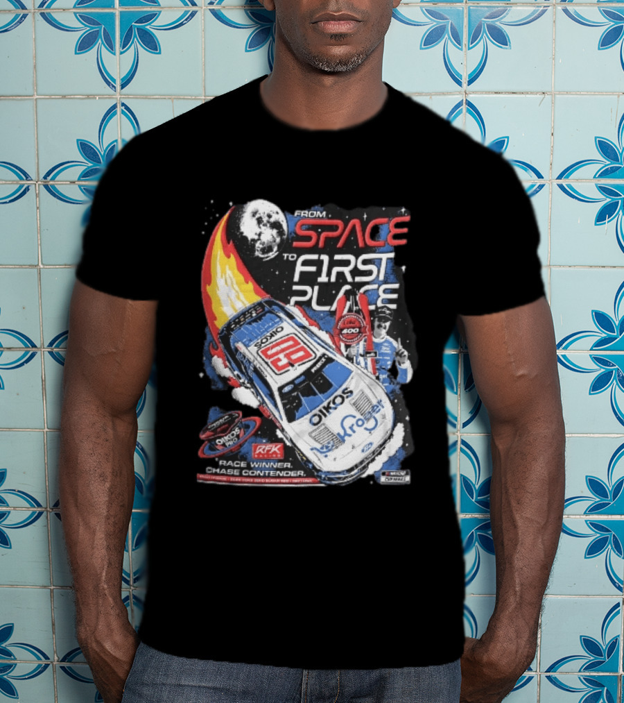 NASCAR From Space To First Place Ryan Preece RFK 2023 Race Winner Moon Flames Oikos 400 T-Shirt