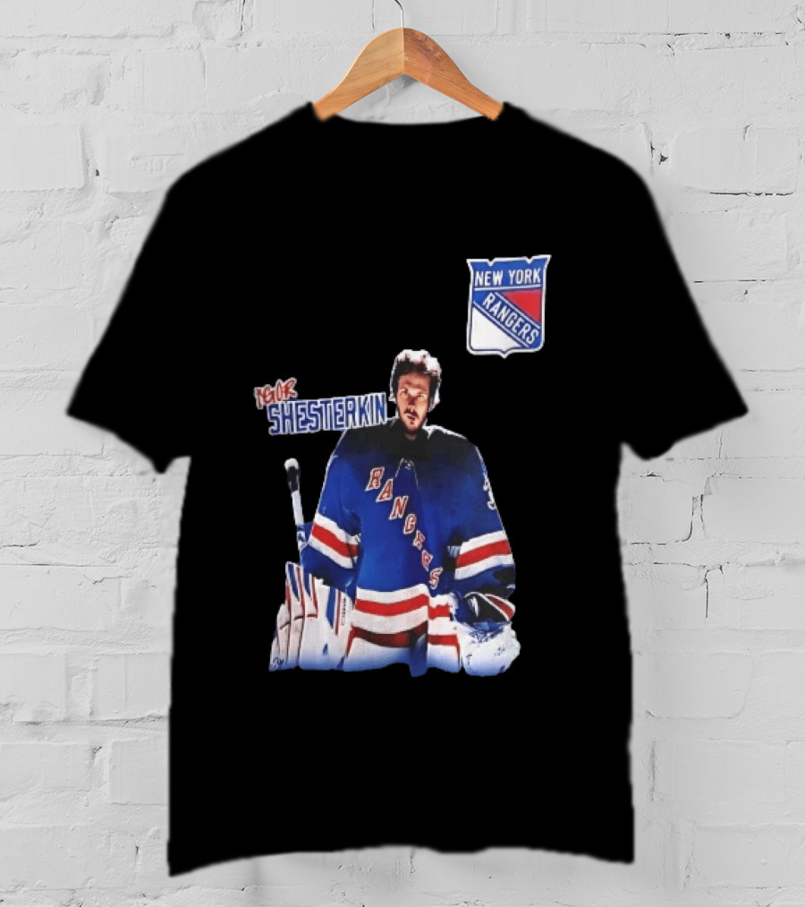 New York Rangers Igor Shesterkin NHL Goaltender Blue Uniform T-Shirt