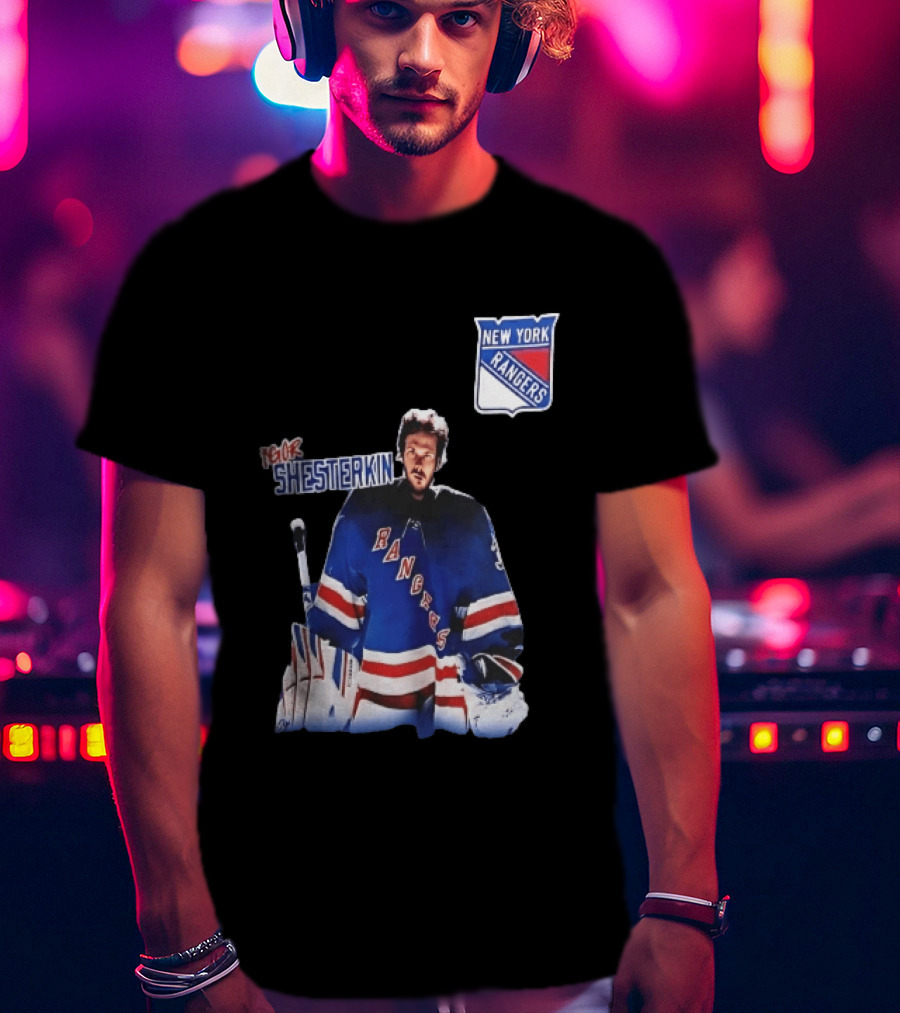 New York Rangers Igor Shesterkin NHL Goaltender Blue Uniform T-Shirt