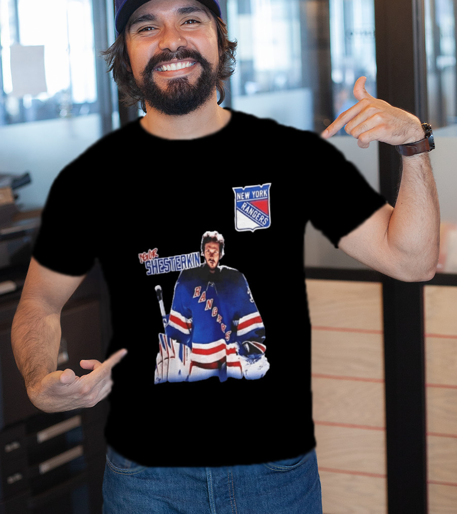 New York Rangers Igor Shesterkin NHL Goaltender Blue Uniform T-Shirt