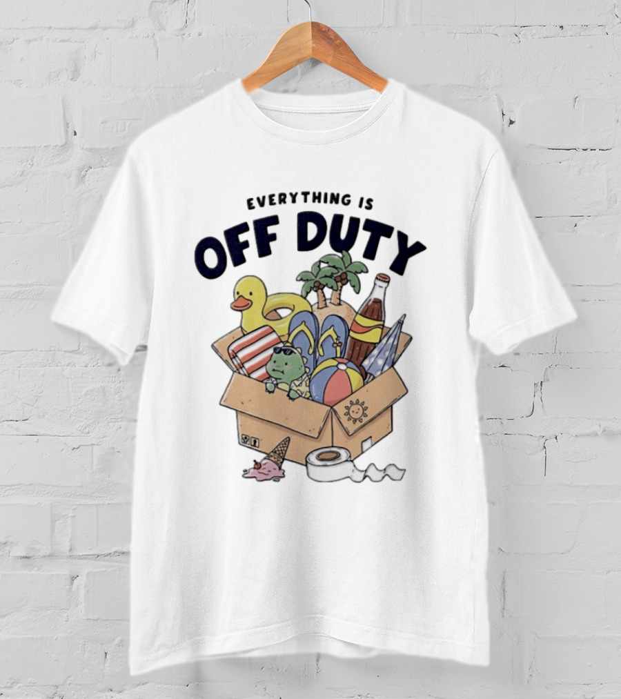 Everything Is Off Duty Cartoon Turtle And Beach Box T-Shirt