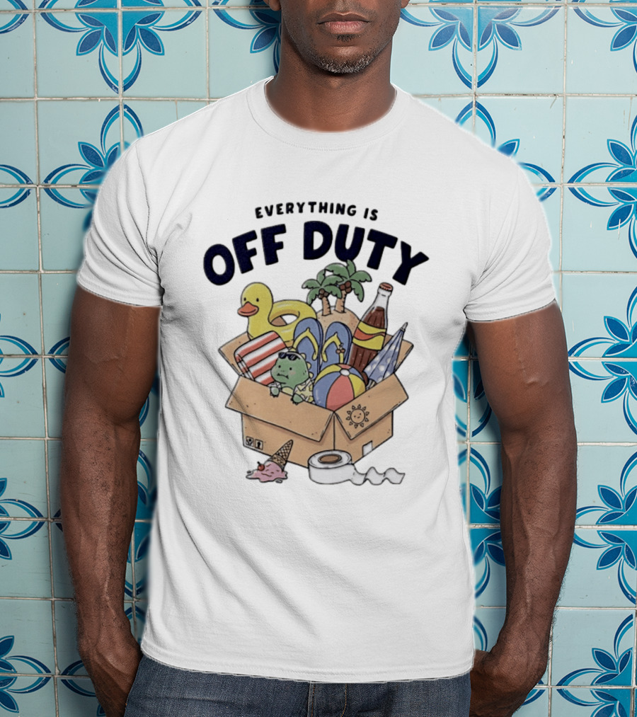 Everything Is Off Duty Cartoon Turtle And Beach Box T-Shirt