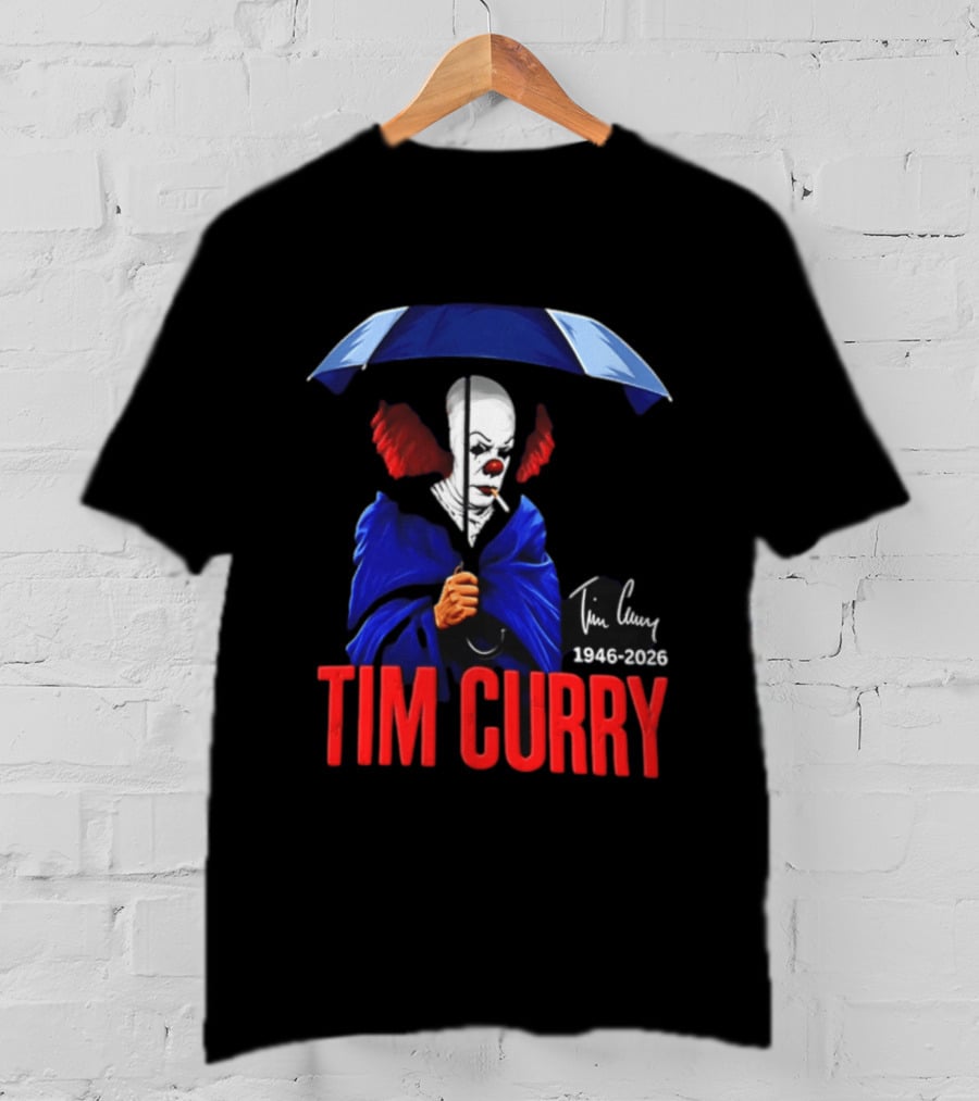 Tim Curry Pennywise 1946 2026 Memorial With Umbrella T-Shirt