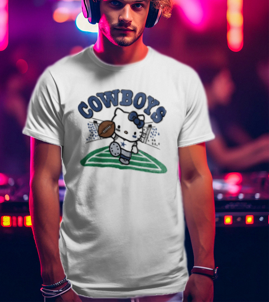 Hello Kitty Cowboys Football Collab With Dallas Touchdown T-Shirt