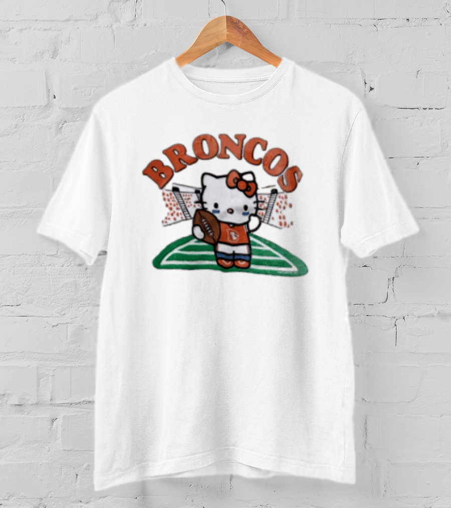 Hello Kitty Broncos Football Collaboration With Denver Team Spirit T-Shirt