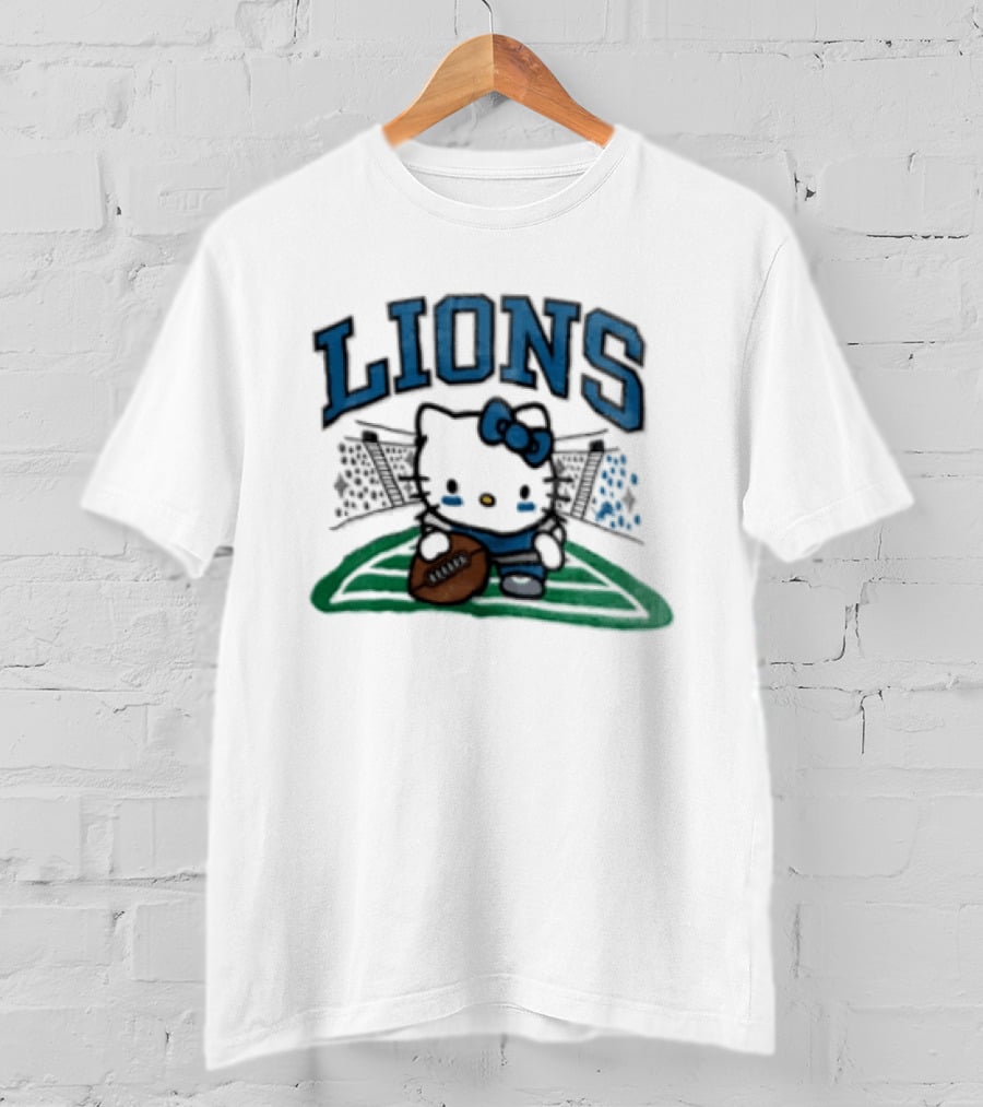 Hello Kitty Detroit Lions Football Collaboration T-Shirt