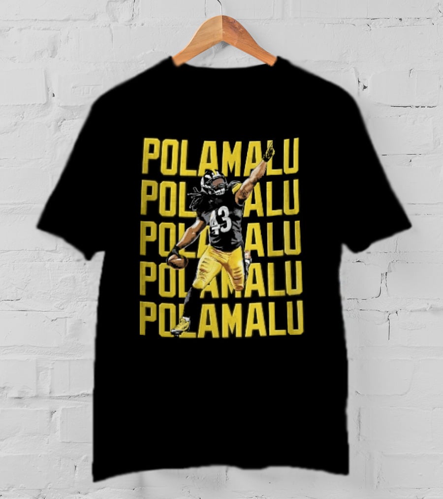 Pittsburgh Steelers Troy Polamalu Football Action Yellow Polamalu T-Shirt