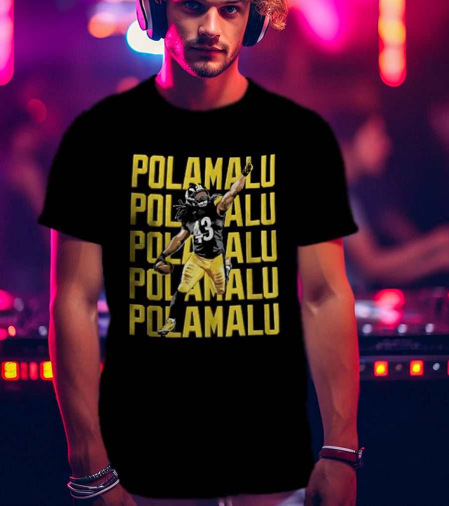Pittsburgh Steelers Troy Polamalu Football Action Yellow Polamalu T-Shirt