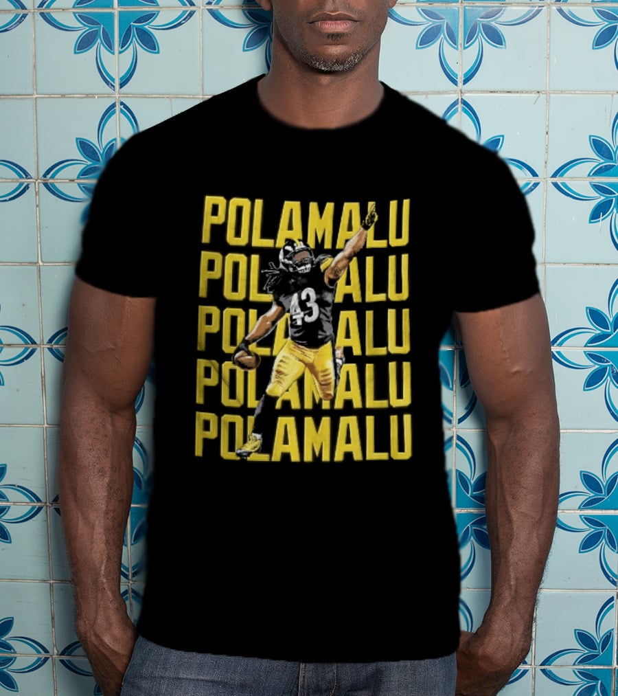 Pittsburgh Steelers Troy Polamalu Football Action Yellow Polamalu T-Shirt
