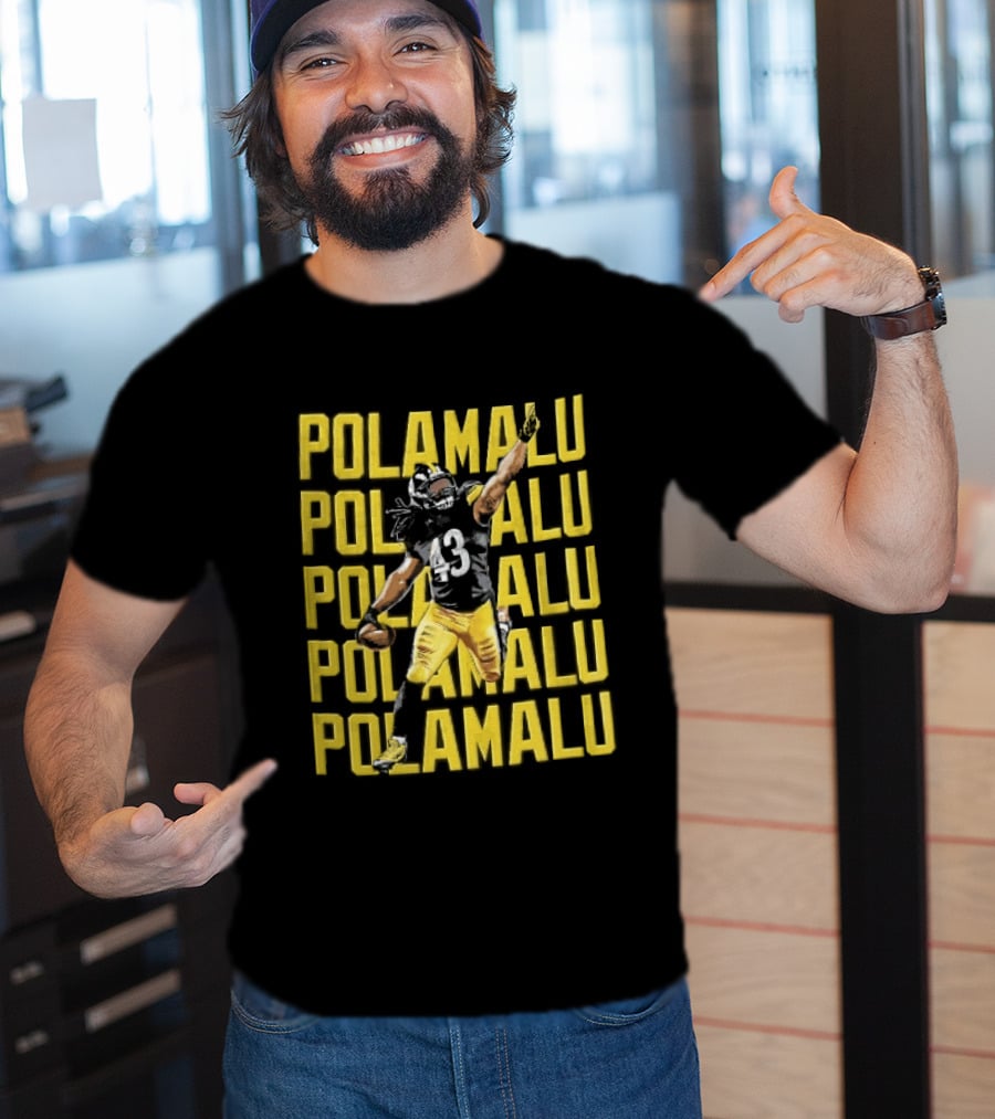 Pittsburgh Steelers Troy Polamalu Football Action Yellow Polamalu T-Shirt