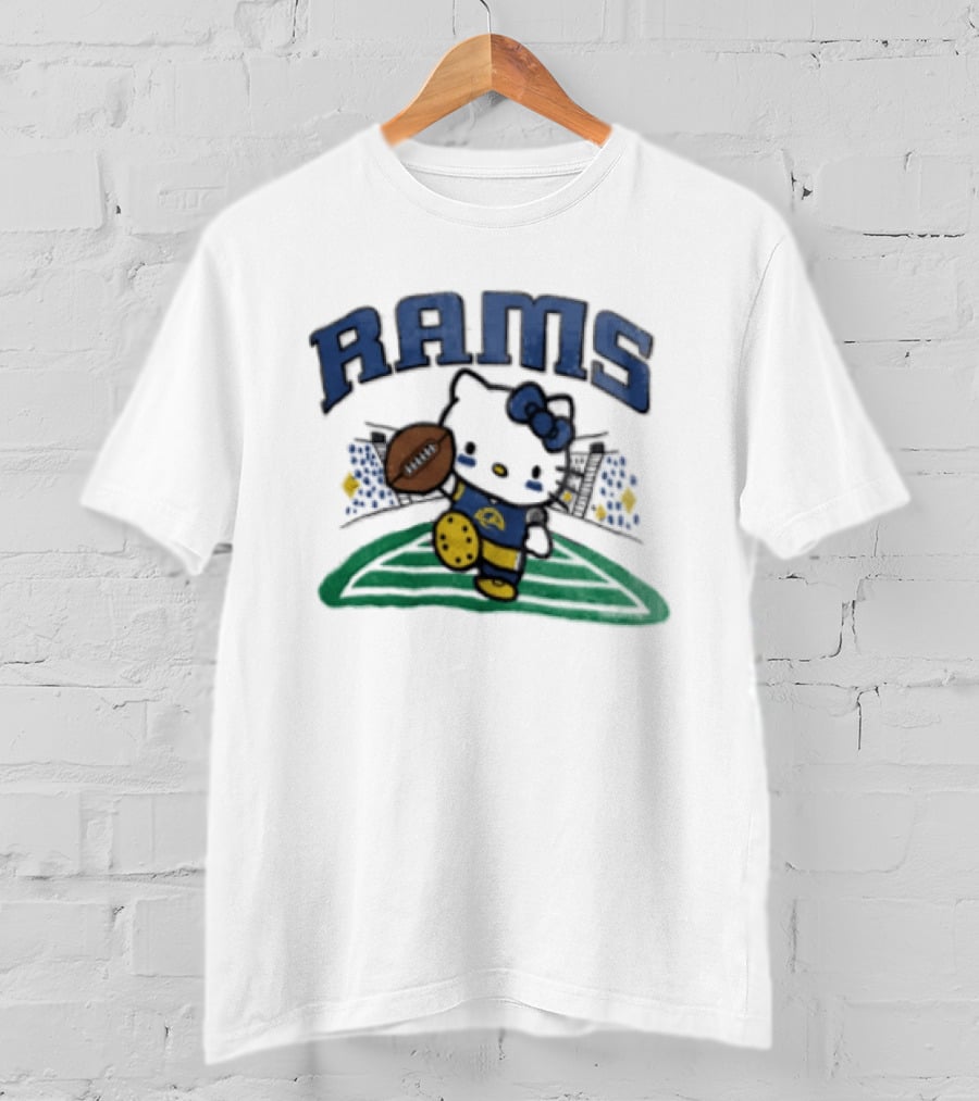 Hello Kitty Los Angeles Rams Football Collaboration Touchdown T-Shirt