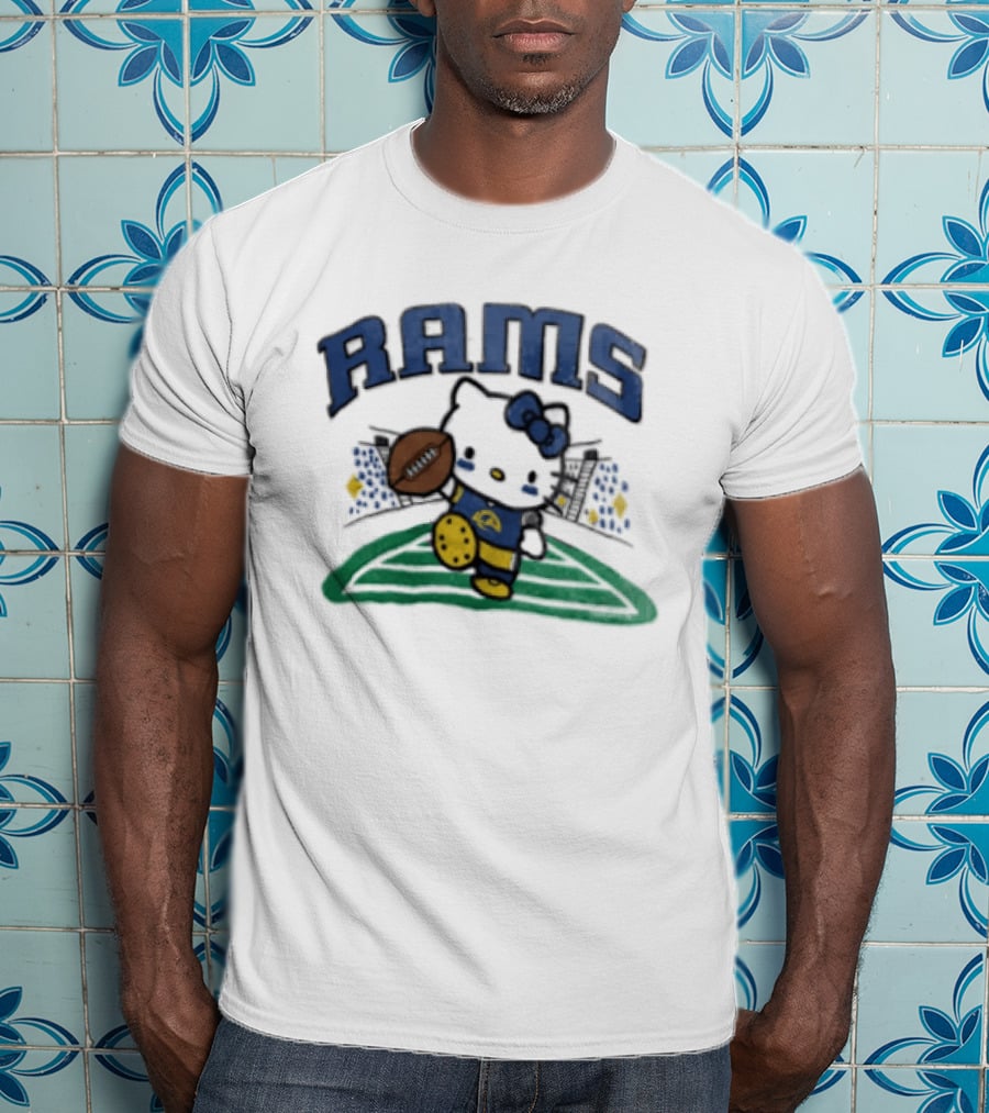 Hello Kitty Los Angeles Rams Football Collaboration Touchdown T-Shirt