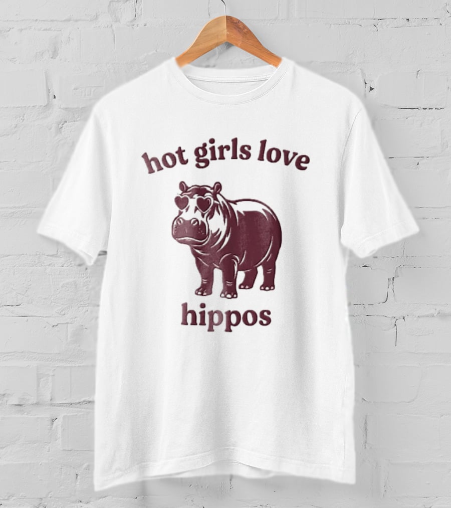 Hot Girls Love Hippos With Heart Glasses T-Shirt
