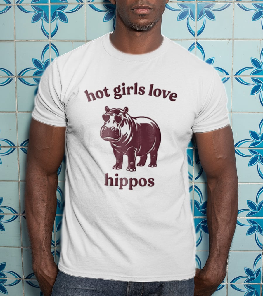 Hot Girls Love Hippos With Heart Glasses T-Shirt