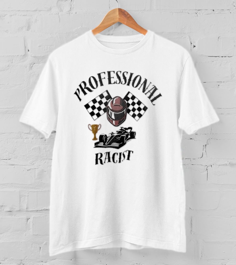 Professional Racer Red Racing Helmet Checkered Flags Trophy Formula One Car T-Shirt