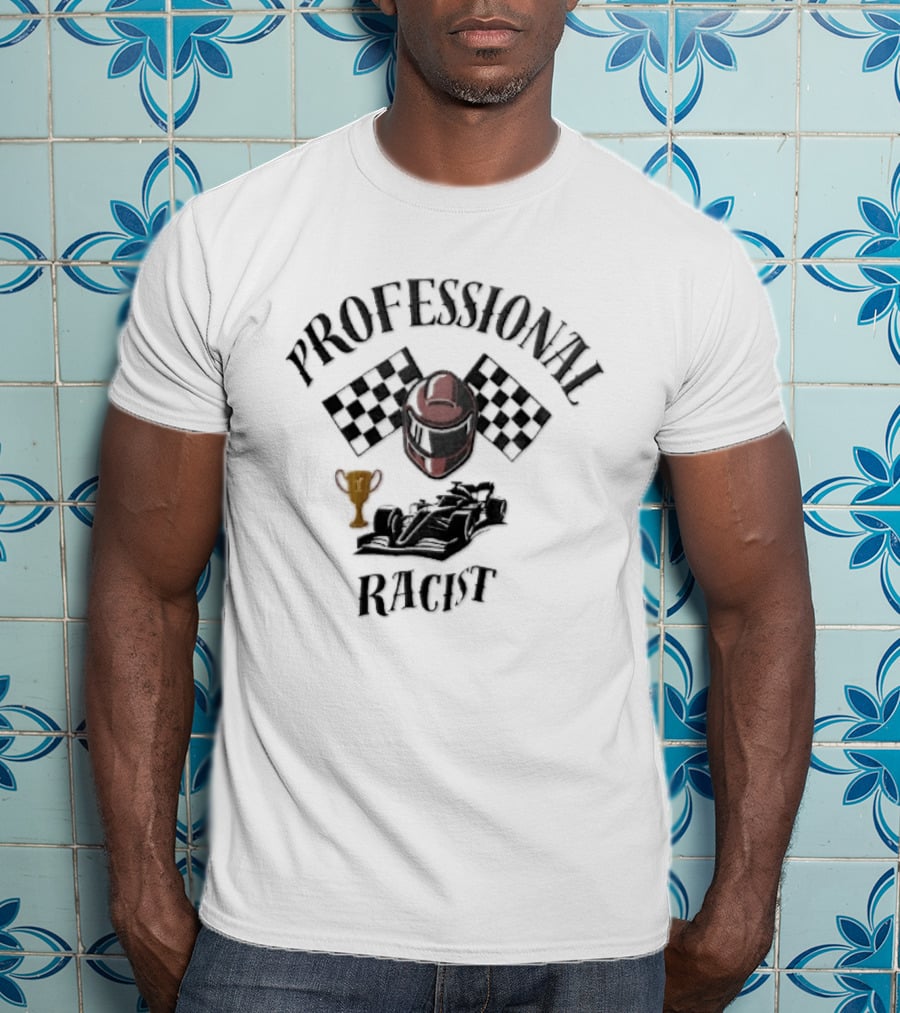 Professional Racer Red Racing Helmet Checkered Flags Trophy Formula One Car T-Shirt
