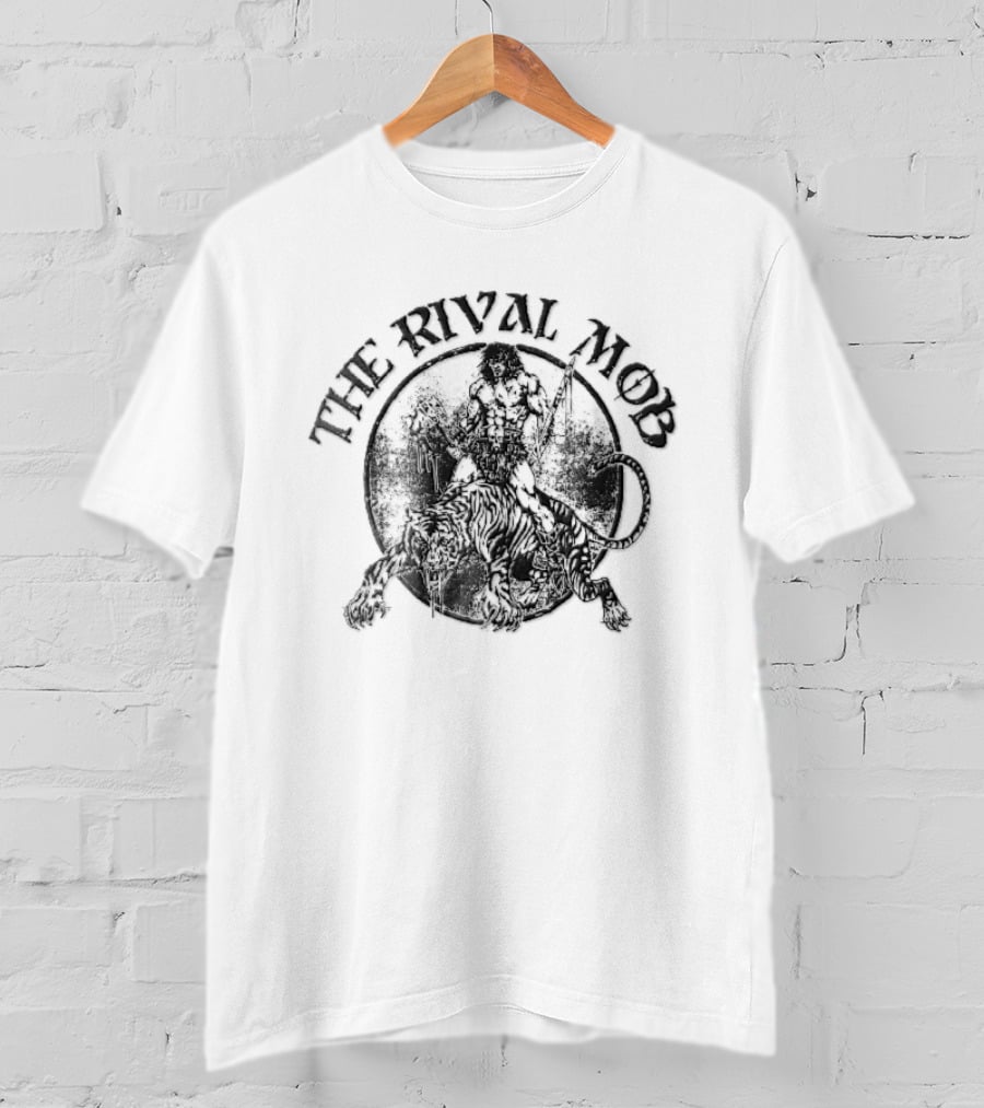 The Rival Mob Barbarian Riding Saber Toothed Tiger Distressed T-Shirt