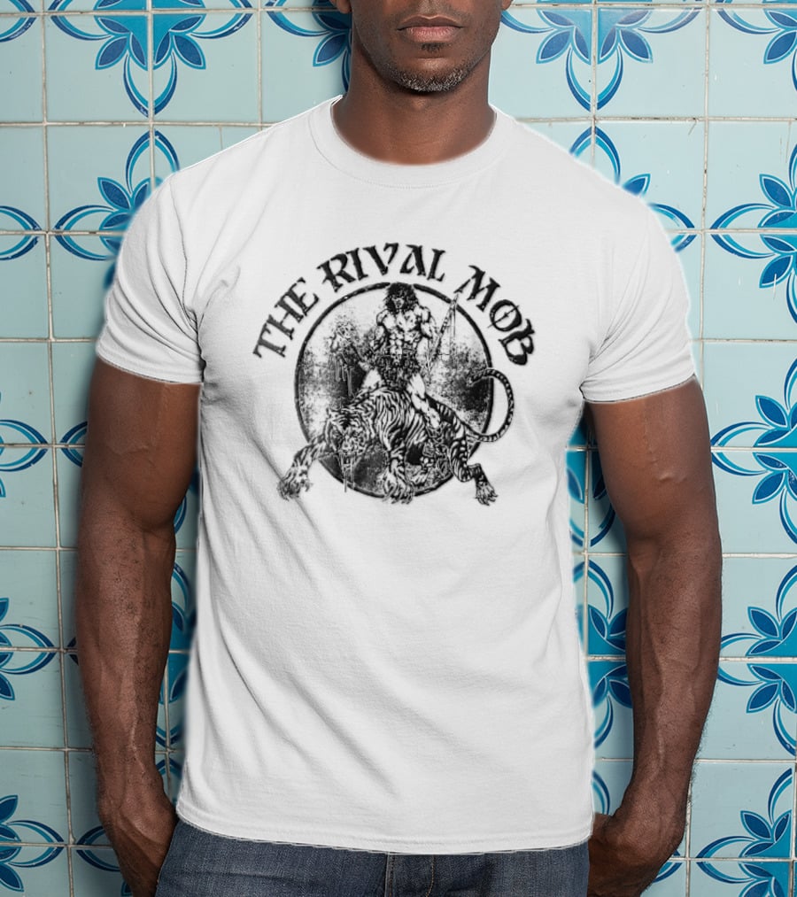 The Rival Mob Barbarian Riding Saber Toothed Tiger Distressed T-Shirt