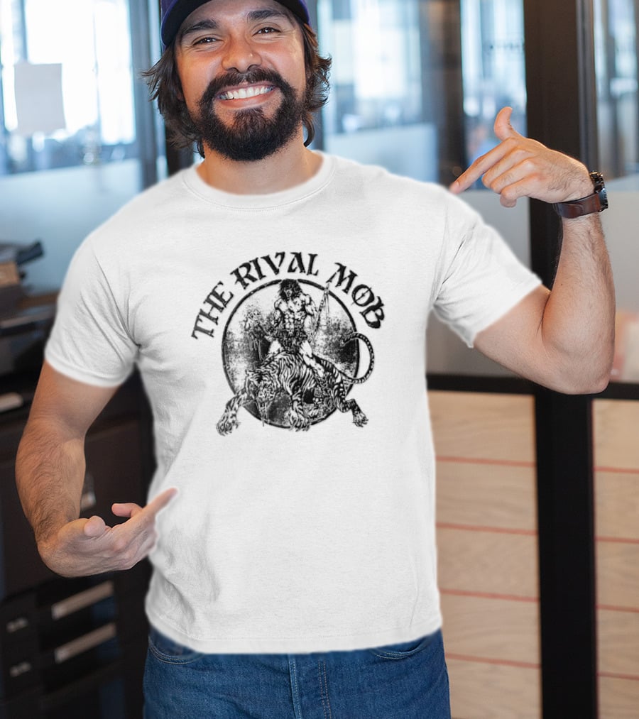 The Rival Mob Barbarian Riding Saber Toothed Tiger Distressed T-Shirt