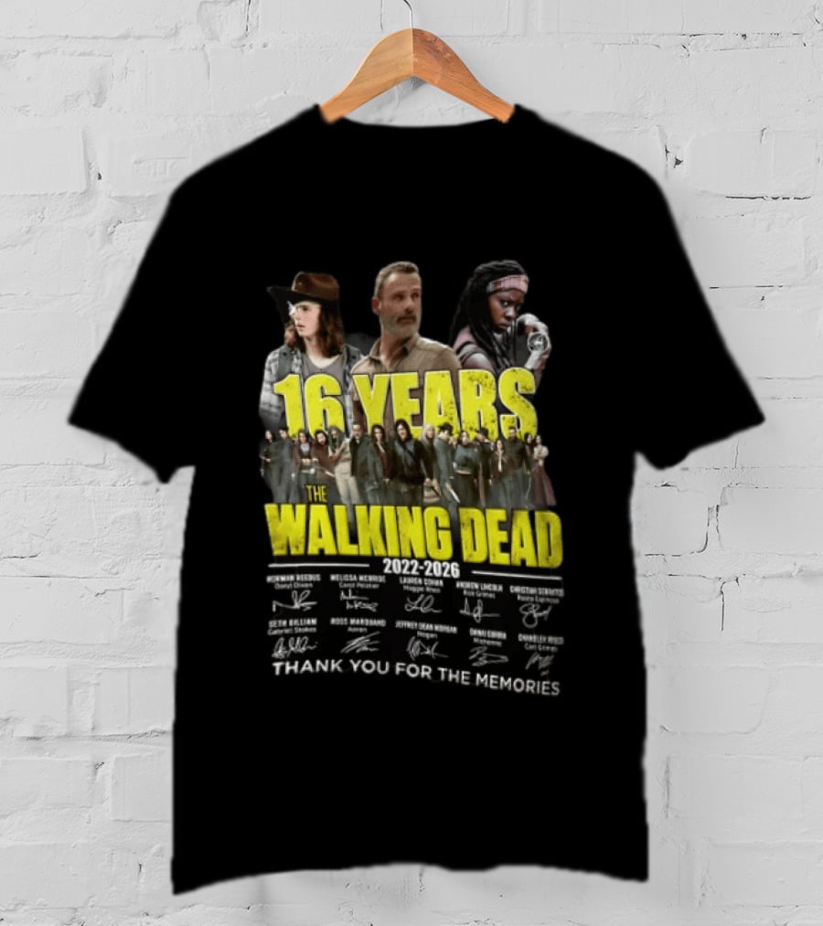 16 Years The Walking Dead 2022 2026 Cast Signatures Thank You For The Memories T-Shirt