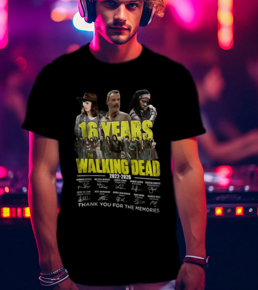 16 Years The Walking Dead 2022 2026 Cast Signatures Thank You For The Memories T-Shirt