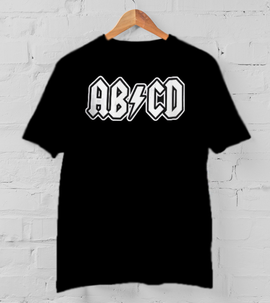 AB CD Heavy Metal Band Font Lightning Bolt T-Shirt