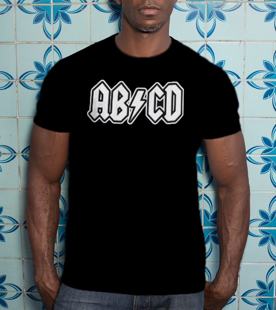 AB CD Heavy Metal Band Font Lightning Bolt T-Shirt