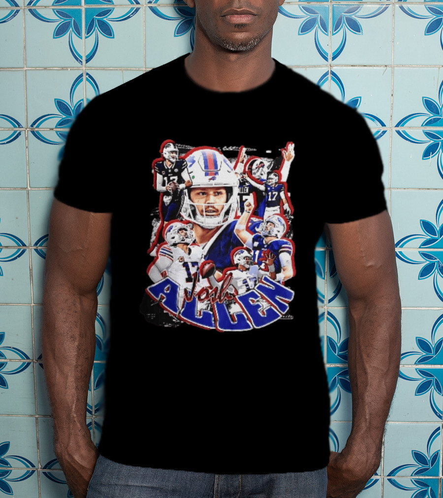 Buffalo Bills Josh Allen Action Collage Football Player T-Shirt