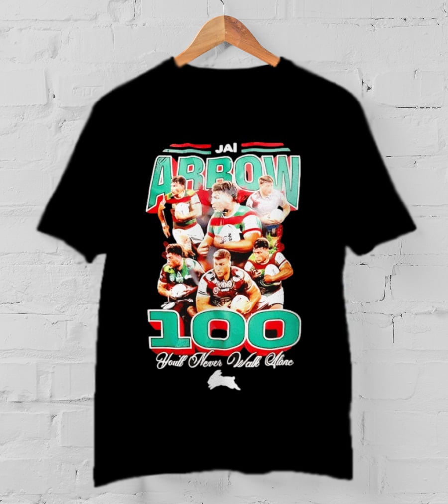 Jai Arrow 100 Games South Sydney Rabbitohs You'll Never Walk Alone T-Shirt