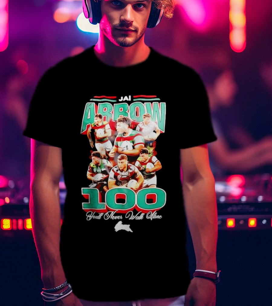 Jai Arrow 100 Games South Sydney Rabbitohs You'll Never Walk Alone T-Shirt