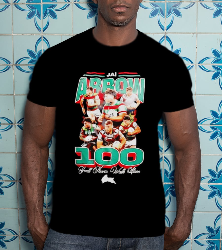 Jai Arrow 100 Games South Sydney Rabbitohs You'll Never Walk Alone T-Shirt