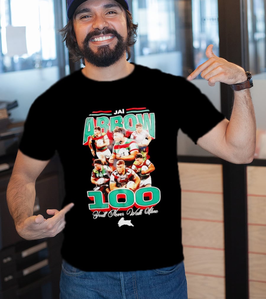 Jai Arrow 100 Games South Sydney Rabbitohs You'll Never Walk Alone T-Shirt