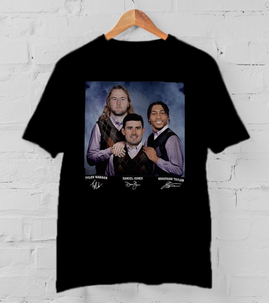 Indianapolis Football Step Bros Jonathan Taylor Daniel Jones Tyler Warren T-Shirt