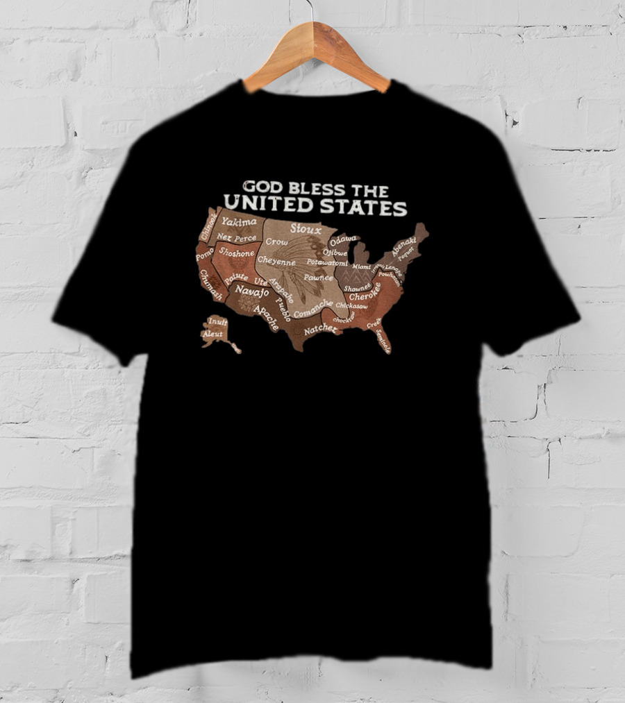 God Bless The USA Native American Tribes Map United States Heritage T-Shirt