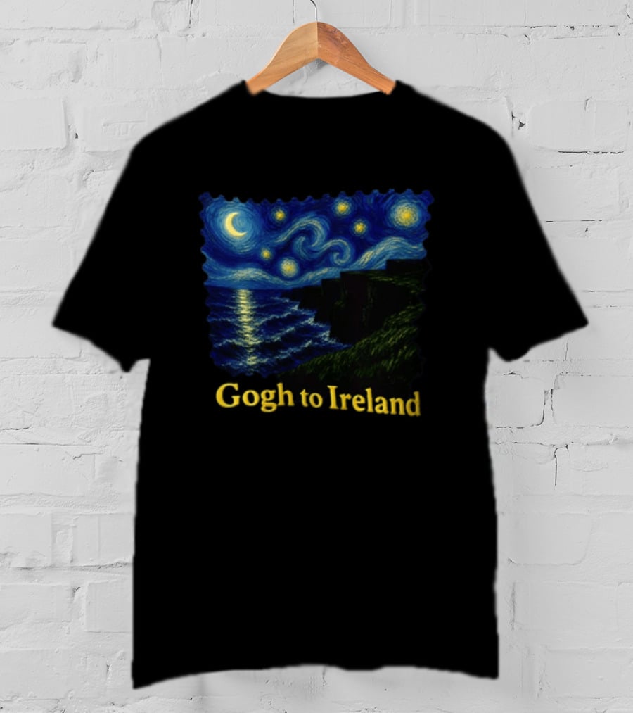 Van Gogh Starry Night Cliffs Overlook Gogh To Ireland T-Shirt