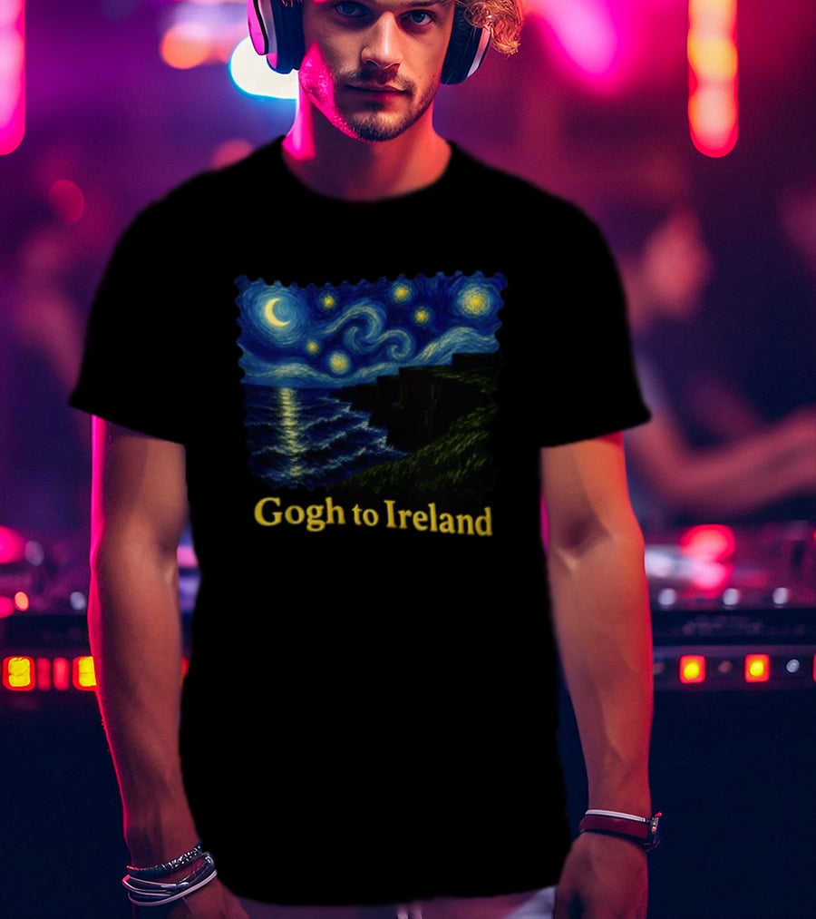 Van Gogh Starry Night Cliffs Overlook Gogh To Ireland T-Shirt
