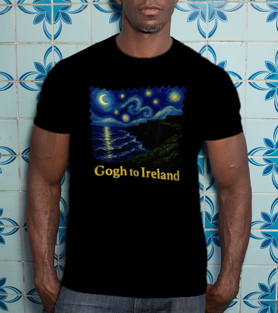 Van Gogh Starry Night Cliffs Overlook Gogh To Ireland T-Shirt