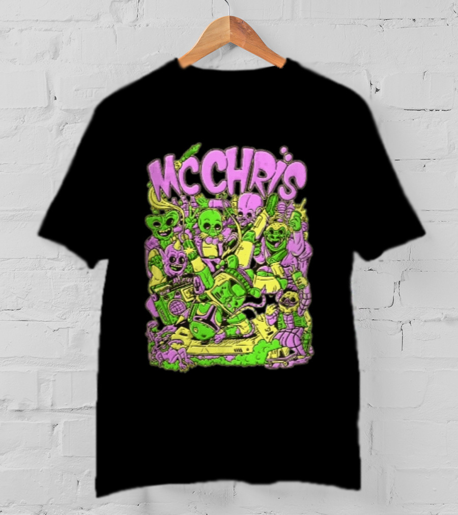MC Chris Cartoon Characters Party Alien Boombox Fun T-Shirt