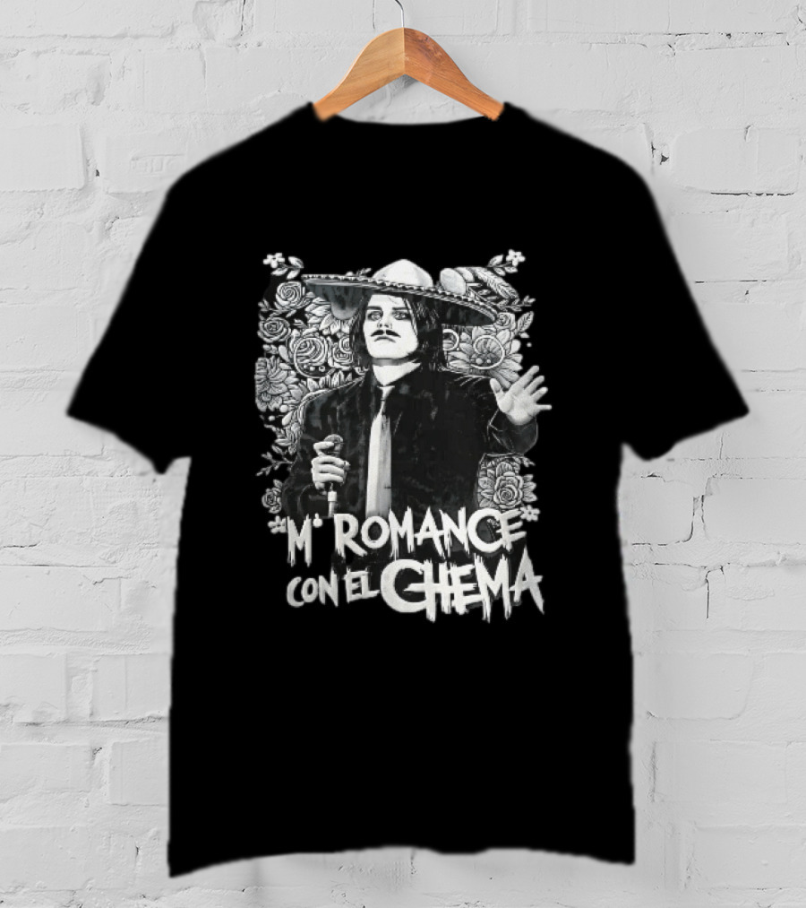 Mi Romance Con El Chema Traditional Mexican Mariachi Singer Hat And Flowers T-Shirt