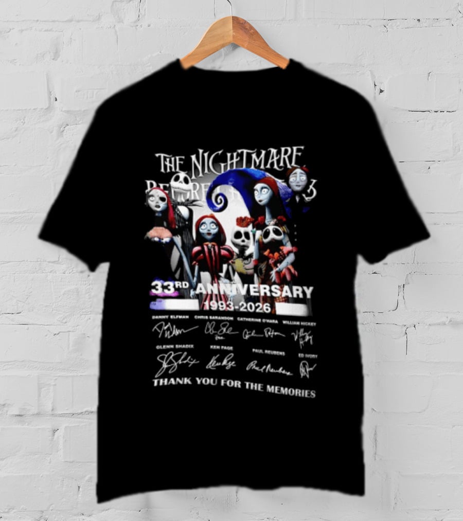 The Nightmare Before Christmas 33rd Anniversary 1993 2026 Thank You For The Memories T-Shirt