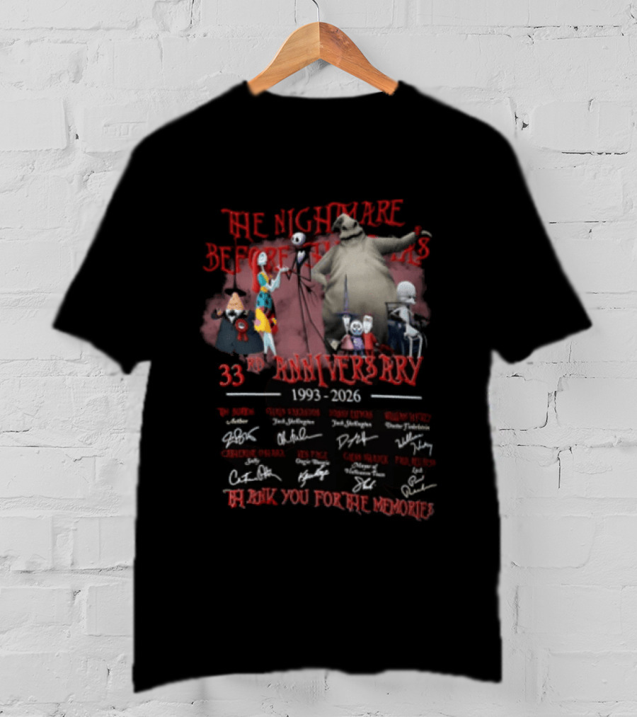 The Nightmare Before Christmas 33rd Anniversary 1993 2026 Thank You For The Memories T-Shirt