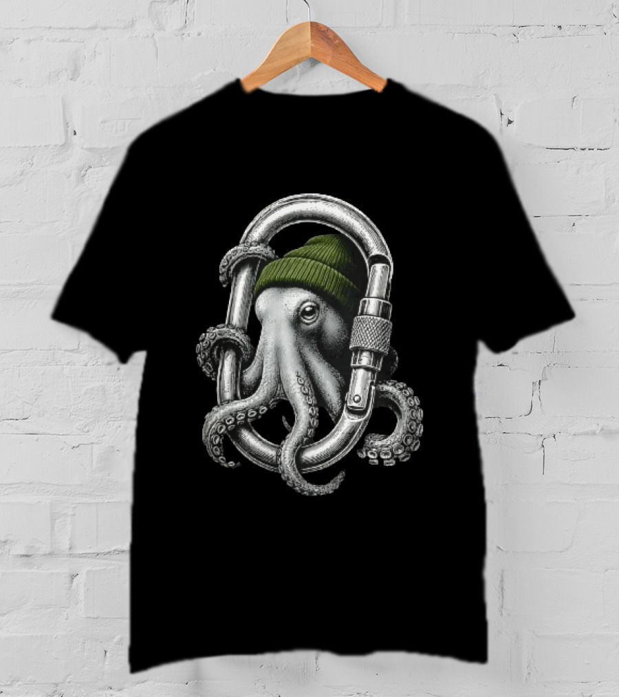 Octopus With Beanie Inside Carabiner T-Shirt