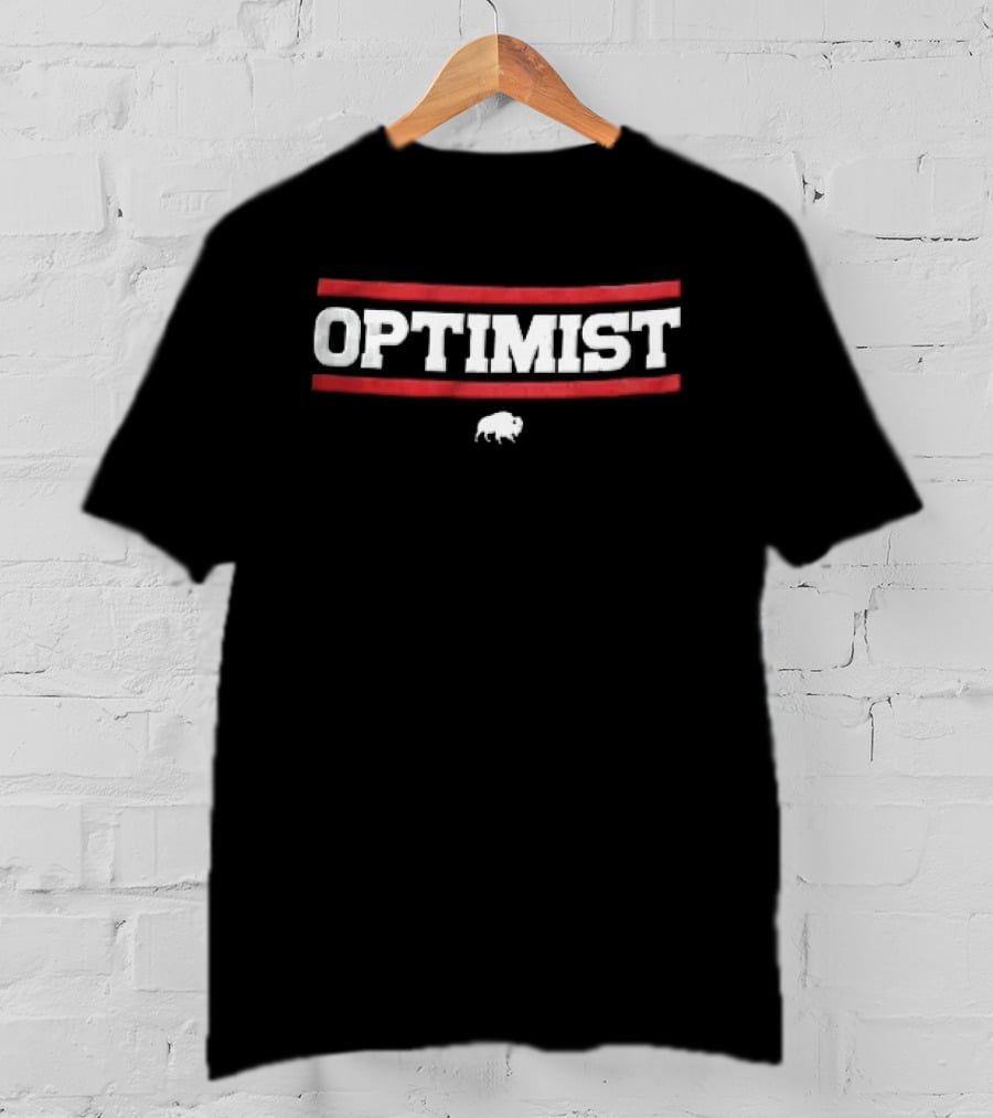 Optimist Bison Bold Red Lines White T-Shirt