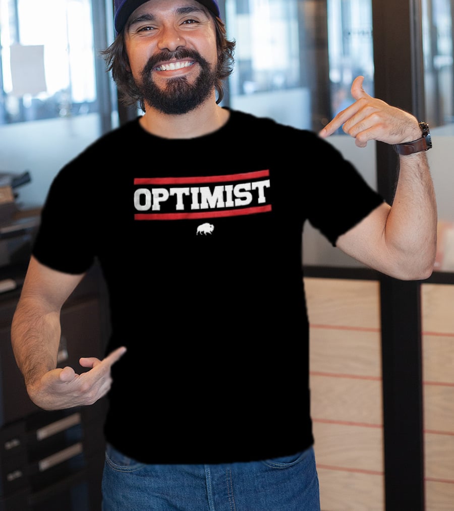 Optimist Bison Bold Red Lines White T-Shirt