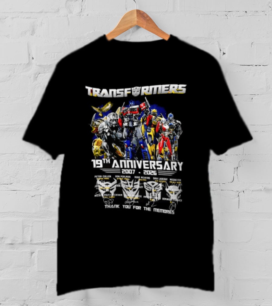 Transformers 19th Anniversary 2007 2026 Thank You For The Memories Featuring Optimus Prime Bumblebee Autobots T-Shirt