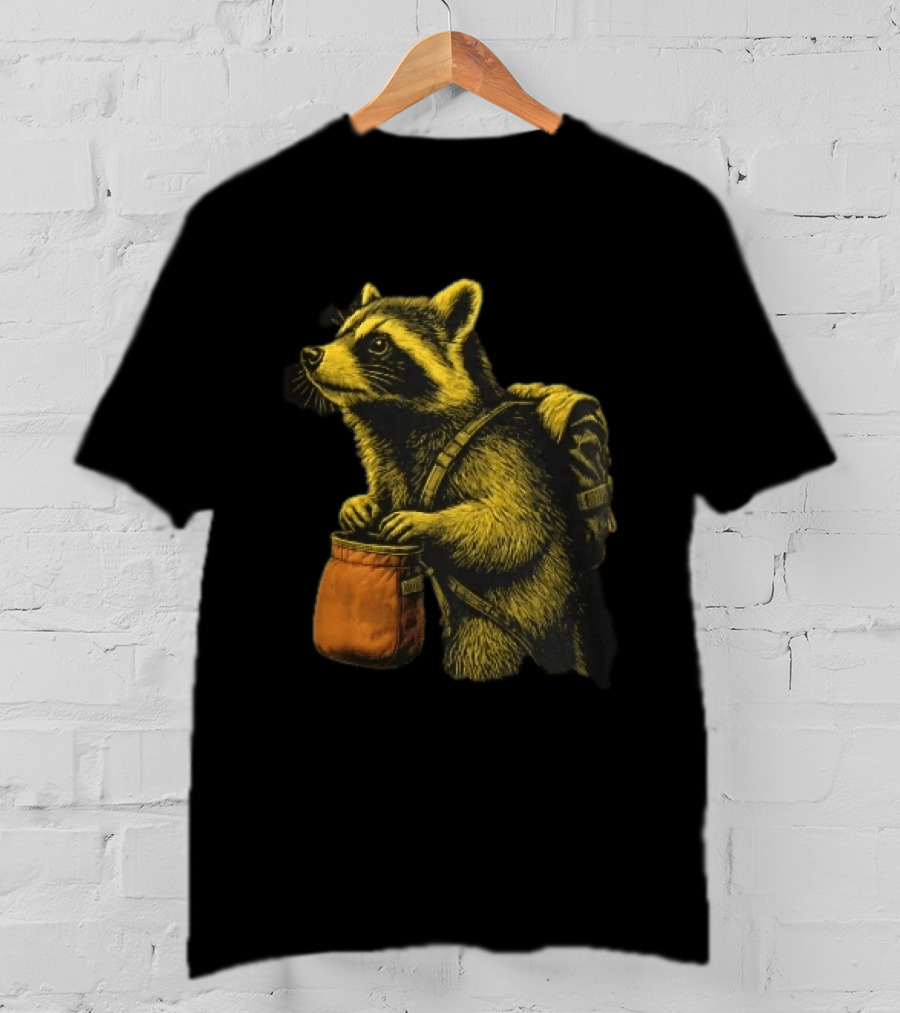 Raccoon Adventure Backpacking Chalk Bag Wildlife T-Shirt