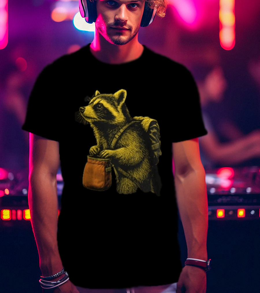 Raccoon Adventure Backpacking Chalk Bag Wildlife T-Shirt