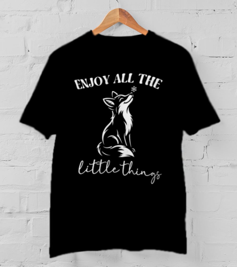 Wolf Enjoy All The Little Things Wording With Howling T-Shirt
