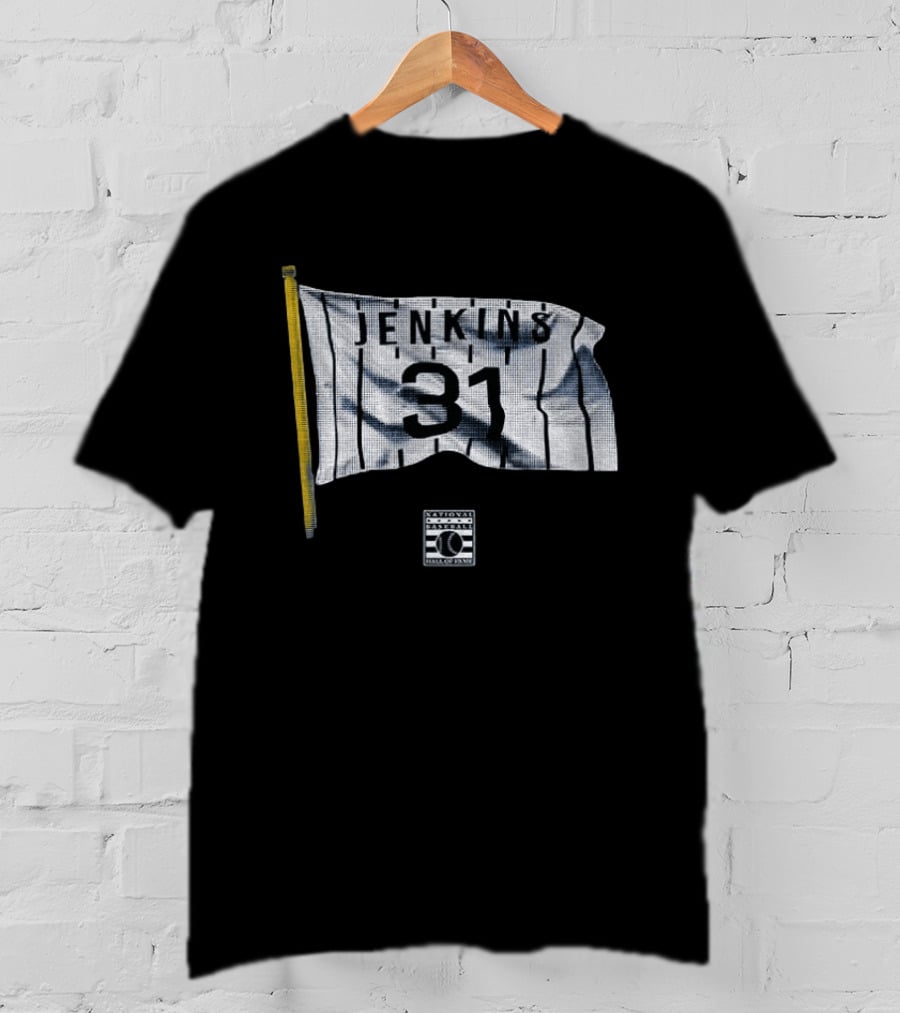 Wrigley Field Jenkins 31 Flag National Baseball Hall Of Fame T-Shirt